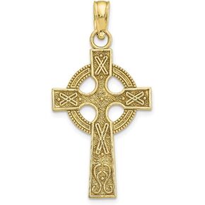 Solid 10k Yellow Gold Celtic Knot Irish Claddagh Cross Eternity Circle Pendant Charm