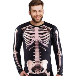 Men's Halloween Costume T-Shirt 3D Print Photo-Realistic Skeleton Long Sleeve T-Shirt