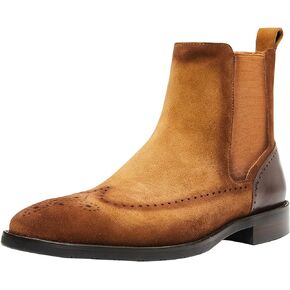 Chelsea Boots Men Suede Casual Slip On Brogues Dress Ankle Boots Formal Leather Shoes