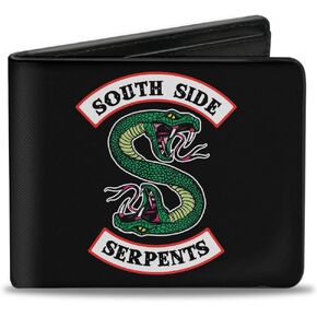 Buckle-Down Men's Riverdale Wallet, Bifold, South Side Serpents Patch Black, Vegan Leather, 4.0" x 3.5"