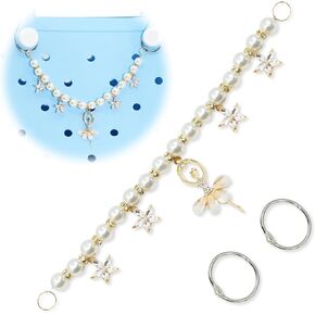 QTKJ Dancing Girl Pearls Charm For Bogg Bag Accessories, Purse Strap Extender, Purse Chains For Women Rubber Beach Bag Tote Handbag Crossbody Shoulder Decoration, With Metal Buckle
