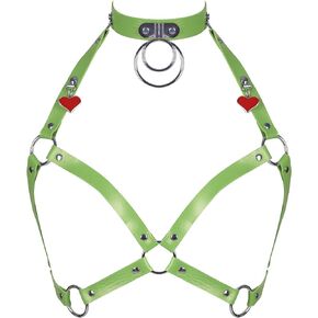 Women's leather harness bra Shoulder strap Chest strap cage Dance Rock Photography Punk gothic Waist belt