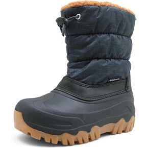 WOWHAH Boys Girls Duck Boots, Kids Two Tone Winter Fashion Boots with Waterproof Outsole Rain