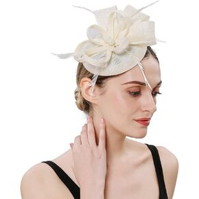 Song Qing Fascinators for Women Tea Party Wedding Derby Hat Church Bridal Cocktail Feather Clip Headband