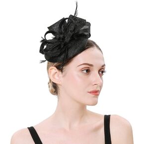 Song Qing Fascinators for Women Tea Party Wedding Derby Hat Church Bridal Cocktail Feather Clip Headband