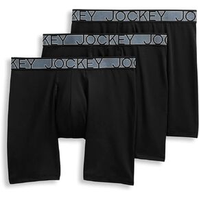 Jockey Men's Underwear Active Microfiber 9" Long Leg Boxer Brief - 3 Pack