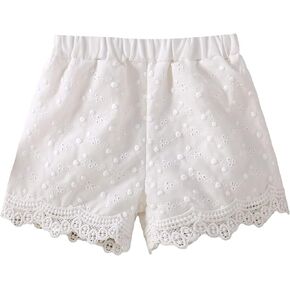 WDIRARA Toddler Girl's Eyelet Embroidery Elastic Waist Scallop Trim Boho Shorts