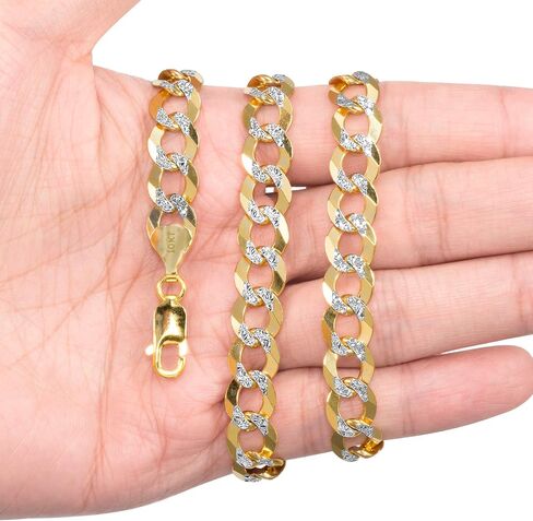 Nuragold 10k Yellow Gold Solid 10mm Cuban Chain Curb Link Diamond Cut Pave Two Tone Bracelet, Mens Jewelry Lobster Clasp 8" 8.5" 9" in Saudi Arabia