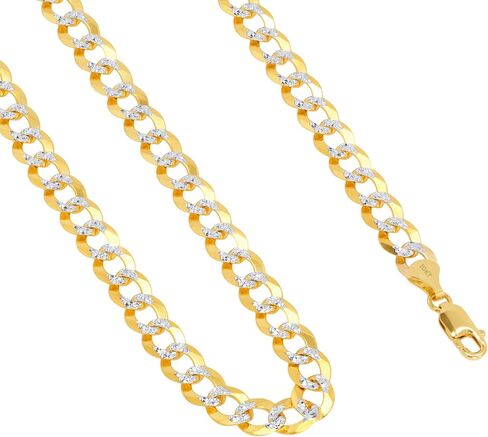 Nuragold 10k Yellow Gold Solid 10mm Cuban Chain Curb Link Diamond Cut Pave Two Tone Bracelet, Mens Jewelry Lobster Clasp 8" 8.5" 9" in Saudi Arabia
