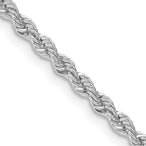 The Black Bow 2.5mm Rhodium Plated Sterling Silver Solid Rope Chain Necklace in Saudi Arabia