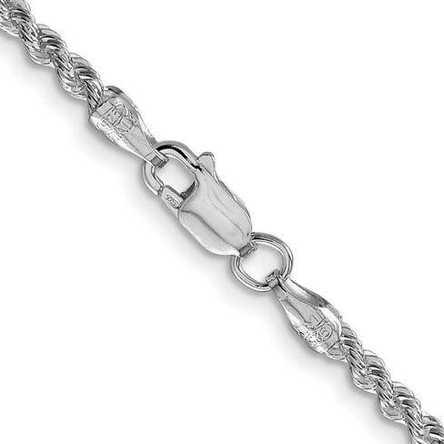 The Black Bow 2.5mm Rhodium Plated Sterling Silver Solid Rope Chain Necklace in Saudi Arabia