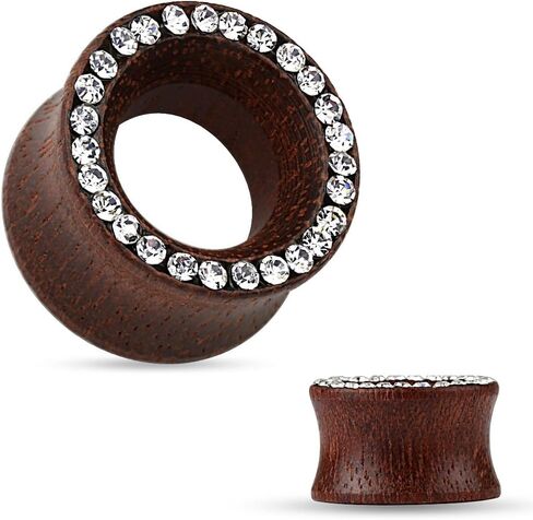 زوج من نفق مزدوج من خشب الورد مقاس 00 مقاس 10 مم مع حافة مرصوفة FE31 in Kuwait