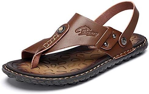 LUODENGLANG Mens Sandals Indoor and Outdoor Beach Flip Flop Casual Thong Leather Slip On Two uses Athletic Slipper Soft in Saudi Arabia