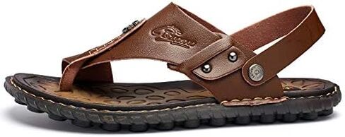 LUODENGLANG Mens Sandals Indoor and Outdoor Beach Flip Flop Casual Thong Leather Slip On Two uses Athletic Slipper Soft in Saudi Arabia