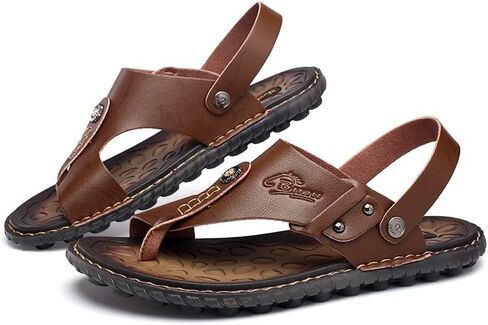 LUODENGLANG Mens Sandals Indoor and Outdoor Beach Flip Flop Casual Thong Leather Slip On Two uses Athletic Slipper Soft in Saudi Arabia