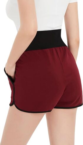 Maternity Shorts Comfy Over Belly Stretchy Fabric Wear Versatile Breathable Pregnancy Pant with Pockets in Saudi Arabia