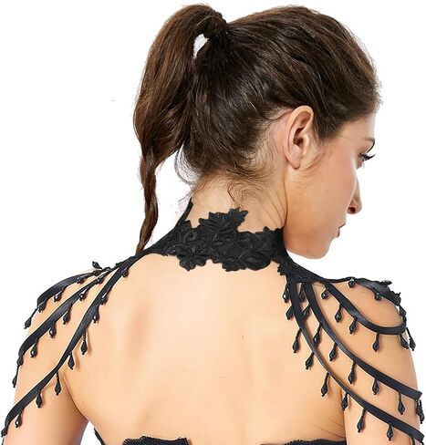 Charmian Women's Steampunk Victorian Chain Shoulder Wrap Cape Collar Choker in Saudi Arabia