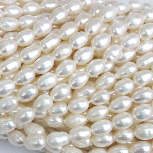 Natural Genuine Freshwater Cultured Pearl Free Size Jewelry Making Loose Beads (Rice 5-6mm Diam) in Kuwait