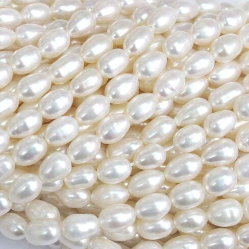 Natural Genuine Freshwater Cultured Pearl Free Size Jewelry Making Loose Beads (Rice 5-6mm Diam) in Kuwait
