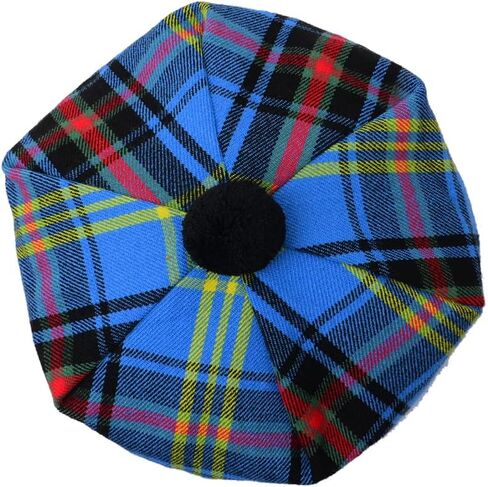 HAAUR Scottish Tammy Hat Traditional Kilt Tam o' Shatner Acrylic Wool Flat Bonnet Various Tartans with Pompom One Size in Saudi Arabia