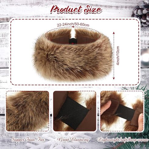 Haysandy 3 Pieces Women's Faux Fur Headband Fur Hat Fur Winter Hat Faux Fur Headband with Stretch Cossack Russian Style Winter Warm Hat for Women's Winter Earwarmer Earmuff, multicolored, 3.0 Count in Saudi Arabia