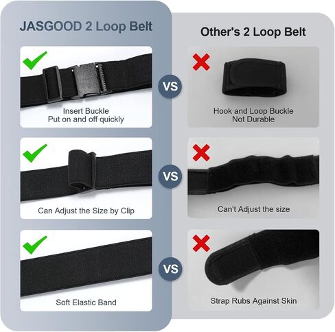 أحزمة مطاطية للسيدات بدون إبزيم من JASGOOD للجينز - قطعتان من السراويل غير المرئية مع إبزيم مسطح وحلقة حزام مقاس 1.5 سم in Saudi Arabia