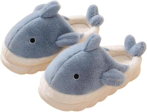 Plush Home Slippers for Men and Women, Cartoon Shark Animal Cotton Slippers, Winter Indoor Warm Soft and Comfortable Thick-soled Shoes in Saudi Arabia