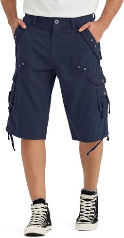 BEST SOUTH Men's Long Shorts Below Knee 13 Inches Relaxed Fit Casual Capri 3/4 Pants 8 Pockets in Saudi Arabia