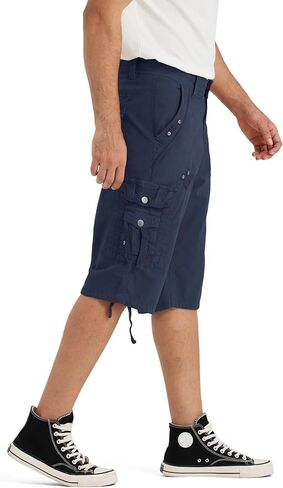 BEST SOUTH Men's Long Shorts Below Knee 13 Inches Relaxed Fit Casual Capri 3/4 Pants 8 Pockets in Saudi Arabia
