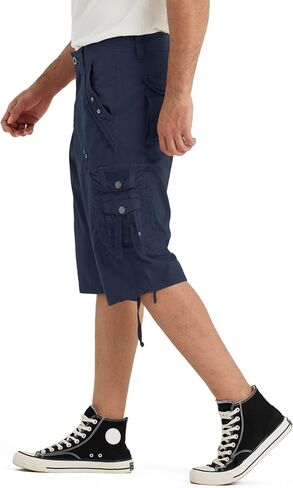 BEST SOUTH Men's Long Shorts Below Knee 13 Inches Relaxed Fit Casual Capri 3/4 Pants 8 Pockets in Saudi Arabia