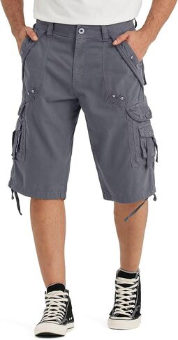 BEST SOUTH Men's Long Shorts Below Knee 13 Inches Relaxed Fit Casual Capri 3/4 Pants 8 Pockets in Saudi Arabia