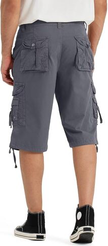 BEST SOUTH Men's Long Shorts Below Knee 13 Inches Relaxed Fit Casual Capri 3/4 Pants 8 Pockets in Saudi Arabia