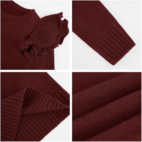 سترات CNJFJ للأطفال البنات اللطيفة ذات الرقبة الدائرية الغامضة والأكمام الطويلة والمكشكشة الأساسية in Kuwait