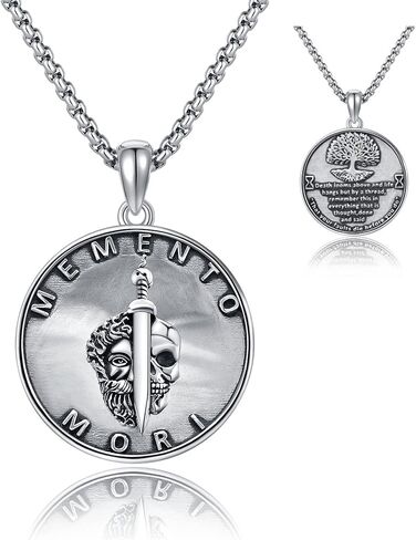 VENACOLY 925 Sterling Silver Necklace for Men Memento Mori Necklace Urn Necklace for Ashes Cremation Jewelry Gift for Men in Saudi Arabia