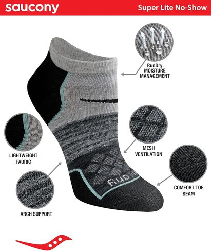 Saucony Women's Performance Super Lite No-Show Athletic Socks, 8 Pairs, M, Blue Assorted (8 Pairs), Medium in Saudi Arabia