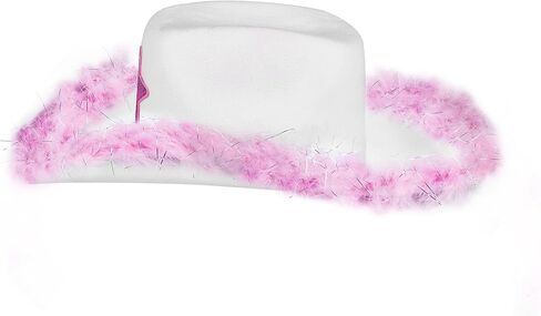 azuza Cowboy Hat with feathers With Heart Shaped Sunglasses for Women, Felt Cowgirl Hat for Party Costume Dress Up in Kuwait