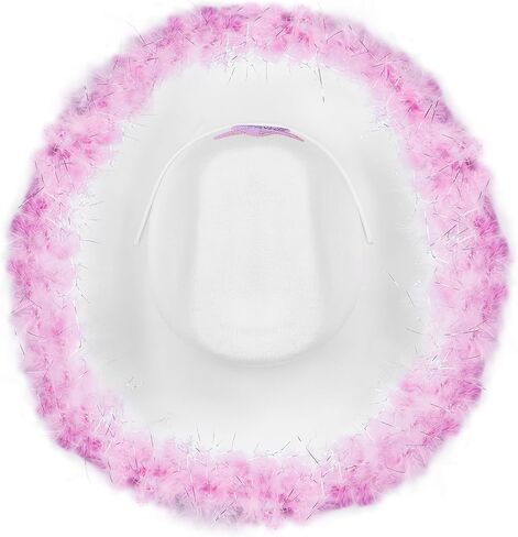 azuza Cowboy Hat with feathers With Heart Shaped Sunglasses for Women, Felt Cowgirl Hat for Party Costume Dress Up in Kuwait