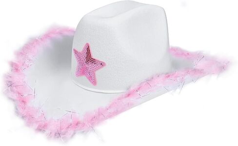 azuza Cowboy Hat with feathers With Heart Shaped Sunglasses for Women, Felt Cowgirl Hat for Party Costume Dress Up in Kuwait