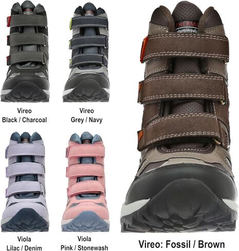 Vireo Boy's Snow Boot: 200g enTHERMA-Insulated, deHYDREX Waterproof, Memory Foam Footbed, Reflective Trim, Triple-Velcro in Saudi Arabia