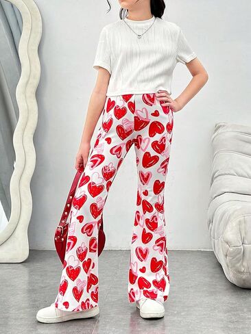 COZYEASE Girls' Elastic High Waist Flare Leg Bell Bottom Pants Casual Stretch Pants Athletic Trendy Workout Trousers in Saudi Arabia