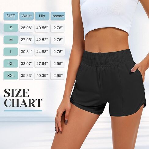 2 Pcs Women's Running Shorts Quick Dry Athletic Shorts Elastic Waisted Workout Shorts with Liner Zipped Pocket in Saudi Arabia