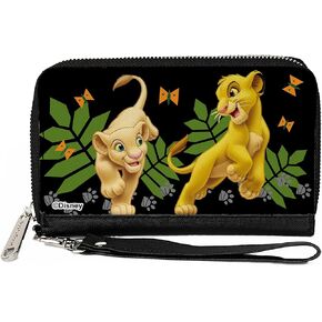 Buckle-Down Disney Wallet, Zip Around, The Lion King Young Simba & Nala Playing Pose, Vegan Leather