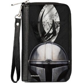 Buckle-Down Women's PU Zip Around Wallet Rectangle-Star Wars The Mandalorian, 7.5"x4.5"