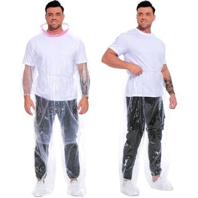 Raincoat Set Disposable 2 Pack Plus Size Adult Rain Ponchos with Hood Rain Coats Emergency Waterproof Rainpants Suit