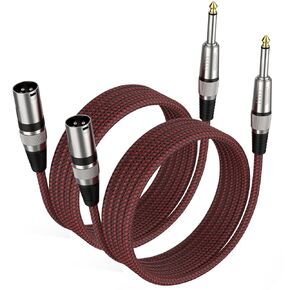 BIFALE XLR Female to 1/4 TS Cable 25ft 2Pack, Nylon Braided Microphone Cable TS 6.35mm Mono Jack Unbalanced Microphone Cable Heavy Duty Mic Cable