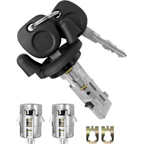 Ignition Switch Lock Cylinder, Pair Door Lock Cylinder with Key Fits for Chevy GMC Tahoe Yukon Silverado Suburban Sierra 1500 2500 1999-2000 Replace 704600 702912 598007
