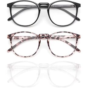 ايبوان نظارات حجب الضوء الازرق مع عدسات متلونة بالضوء، 3 قطع نظارات باطار دائري عصري ريترو - مضادة للاشعة فوق البنفسجية/الوهج بنسبة 99.9% in Kuwait