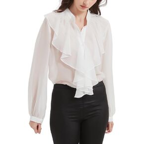 Women's Victorian Vintage Long Sleeve Shirt Gothic Medieval Blouse Fashion Elegant Ruffle Business Casual
