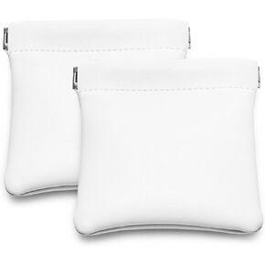 2-Pack Jewelry Pouches White PU Leather Jewelry Pouch for Ring Earrings Necklace
