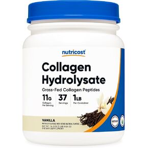 Nutricost Grass-Fed Collagen Powder 1LB (454 G) (Vanilla) - Grass Fed Bovine Collagen Hydrolysate - Collagen Peptides